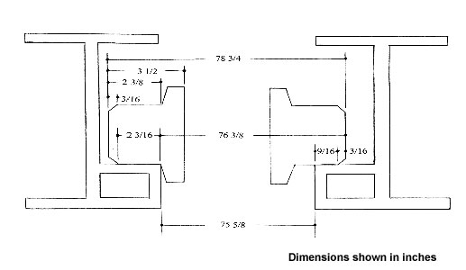 Drawing of front trolley wheels and trolley rails