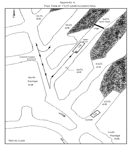 Plan View of 1525 Level - Accident Area