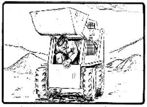 Drawing depicting loader operator sustaining an injury